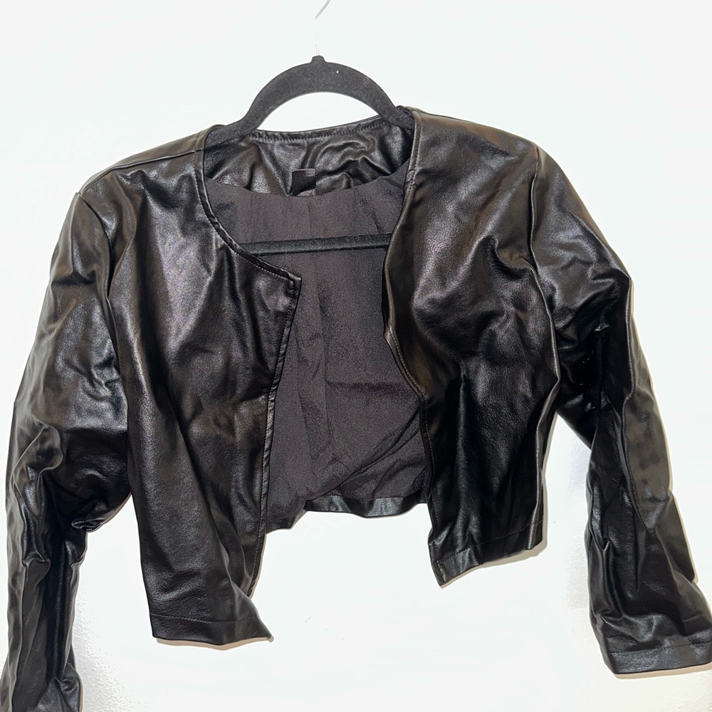 SHEIN Black Cropped Leather Jacket